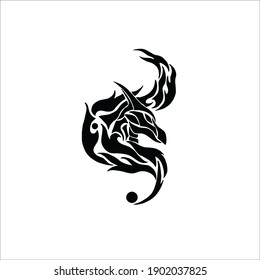 Dragon Symbol Logo. Tattoo Design. Vector Illustration.