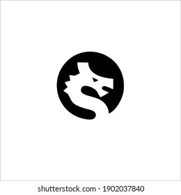 Dragon Symbol Logo. Tattoo Design. Vector Illustration.