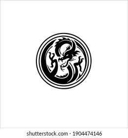 Dragon Symbol Logo. Tattoo Design. Vector Illustration.