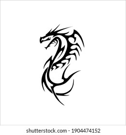 Dragon Symbol Logo. Tattoo Design. Vector Illustration.