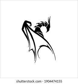 Dragon Symbol Logo. Tattoo Design. Vector Illustration.