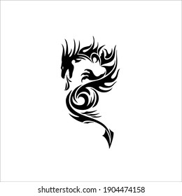 Dragon Symbol Logo. Tattoo Design. Vector Illustration.