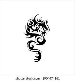 Dragon Symbol Logo. Tattoo Design. Vector Illustration.