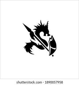 Dragon Symbol. Tattoo Design. Vector Illustration.