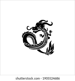 Dragon Symbol. Tattoo Design. Vector Illustration.