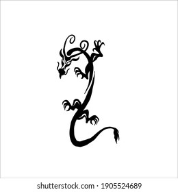 Dragon Symbol. Tattoo Design. Vector Illustration.