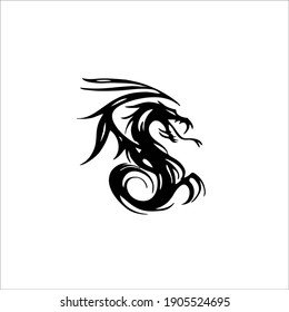 Dragon Symbol. Tattoo Design. Vector Illustration.