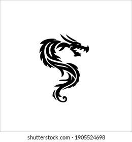 Dragon Symbol. Tattoo Design. Vector Illustration.