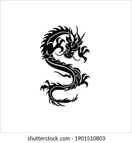 Dragon Symbol. Tribal Tattoo Design. Vector Illustration.