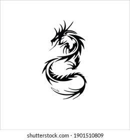 Dragon Symbol. Tribal Tattoo Design. Vector Illustration.