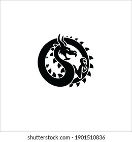 Dragon Symbol. Tribal Tattoo Design. Vector Illustration.