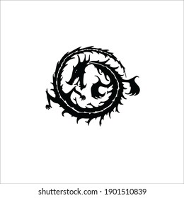 Dragon Symbol. Tribal Tattoo Design. Vector Illustration.