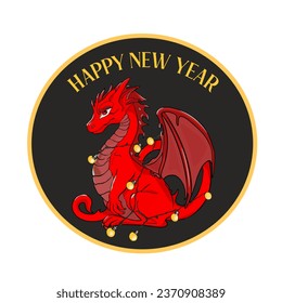 Dragon. Symbol of the year. Chinese dragon. A blank for a designer, a label, a print isolated on a white background