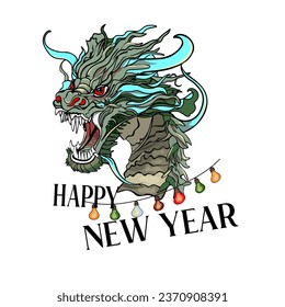 Dragon. Symbol of the year. Chinese dragon. A blank for a designer, a label, a print isolated on a white background