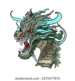 Dragon. Symbol of the year. Chinese dragon. A blank for a designer, a label, a print isolated on a white background