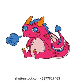 Dragon - a symbolic Chinese New Year 2024. A cute illustration for decorating children's clothes, creating stickers and prints for interior items. Cartoon style. Vector illustration. 