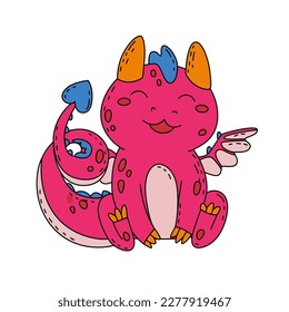 Dragon - a symbolic Chinese New Year 2024. A cute illustration for decorating children's clothes, creating stickers and prints for interior items. Cartoon style. Vector illustration. 