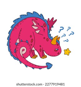 Dragon - a symbolic Chinese New Year 2024. A cute illustration for decorating children's clothes, creating stickers and prints for interior items. Cartoon style. Vector illustration. 