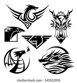 Dragon Symbols 6 different dragon symbols. Vector EPS10 file.