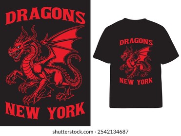 dragon t shirt design vector art illustration