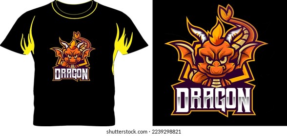 dragon t shirt graphic design vector illustration 