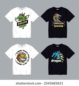 dragon t shirt. print design template for clothes martial arts dragons mascots