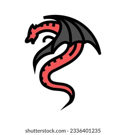 dragon tattoo art vintage color icon vector. dragon tattoo art vintage sign. isolated symbol illustration