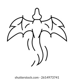 dragon tattoo art vintage line icon vector. dragon tattoo art vintage sign. isolated contour symbol black illustration