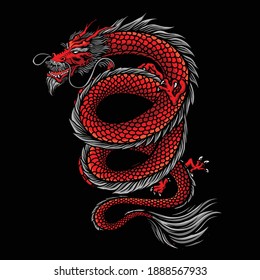 dragon tattoo design vector illustration