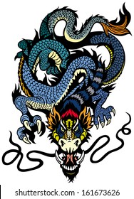 dragon tattoo front view illustration isolated on white background