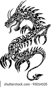 Dragon Tattoo Iconic Tribal Vector Illustration Art