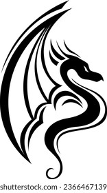 Dragon tattoo, tattoo illustration, vector on a white background.