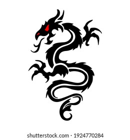 Dragon Tattoo Mockup. Dragon T-shirt Print. Vector image