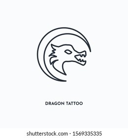 dragon tattoo outline icon. Simple linear element illustration. Isolated line dragon tattoo icon on white background. Thin stroke sign can be used for web, mobile and UI.