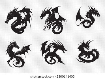 Dragon tattoo, sticker vector illustration. Dragon Icon vectors isolated on transparent background