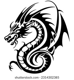 Vector de estilo de tatuaje del dragón, aislado en blanco