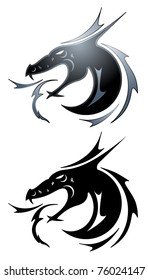 Dragon tattoo symbol in black and silver