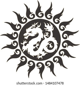 Dragon tattoo template vector illustration