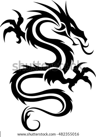 dragon tattoo tribal dragon black white stock vector royalty free