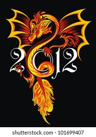 Dragon tattoo vector illustration for 2012