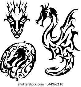 Dragon Tattoo-isolated vector illustration of abstract dragon tattoo