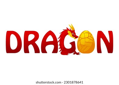 Dragon text. Chinese dragon and dragon egg