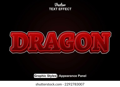 dragon text effect with red color graphic style and editable.