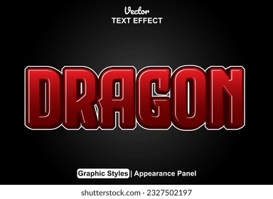 dragon text effect with red color graphic style and editable.