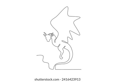 A dragon that has a body shape like a horse. Dragon one-line drawing