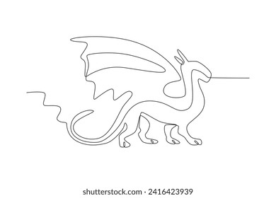 A dragon that has a shape like a sea lion. Dragon one-line drawing