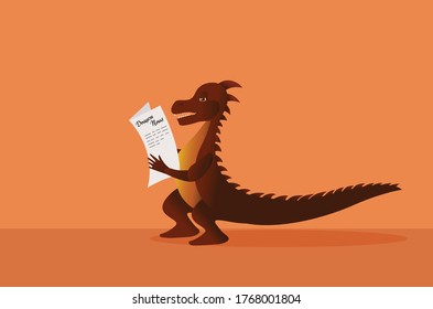 Dragon that reading a newspaper.