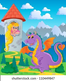 Dragon theme image 3 - vector illustration.