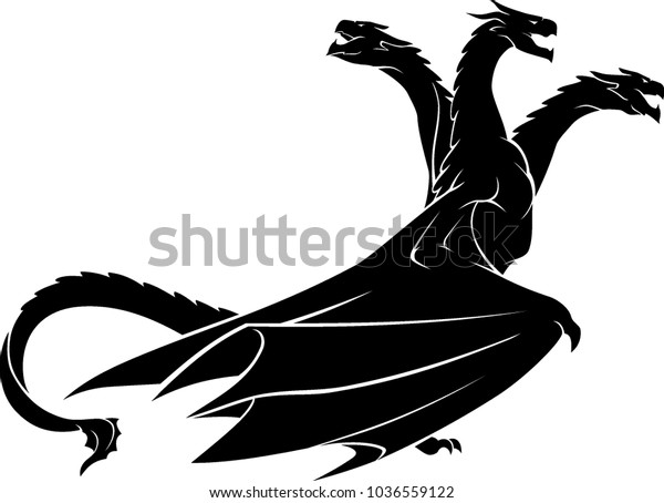 Dragon Three Headed Side View Stock Vector (Royalty Free) 1036559122