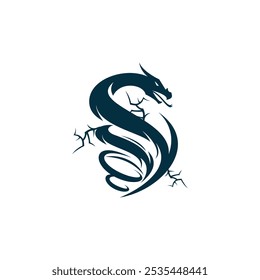 dragon with thunder logo symbol